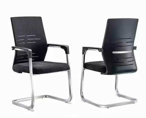 Black Cantilever Visitor Chair with Chrome Frame